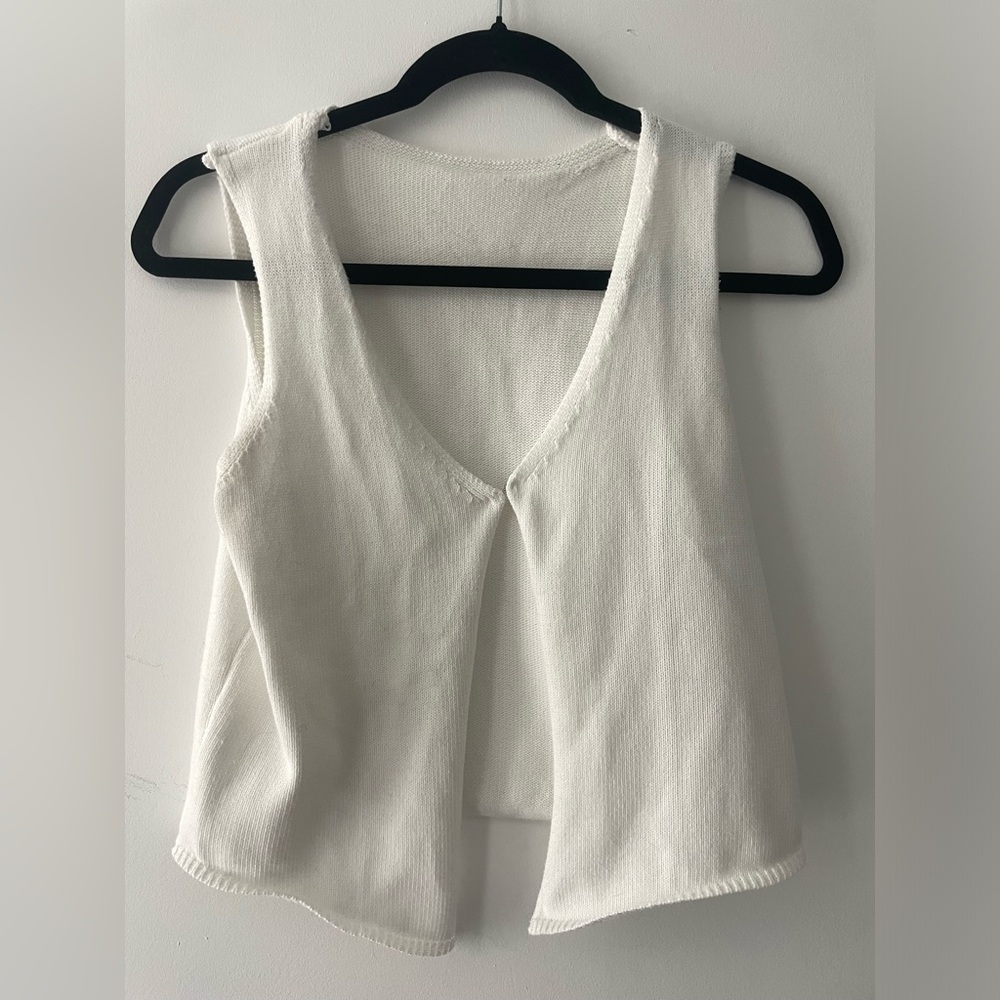 Crochet Knit Vest Sleeveless Hollow Out Crop Tops Vintage Casual V-Neck